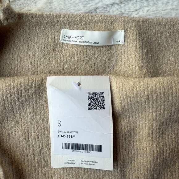 NEW Oak + Fort Knit Style Tan Crop Top Size S - Picture 3 of 4